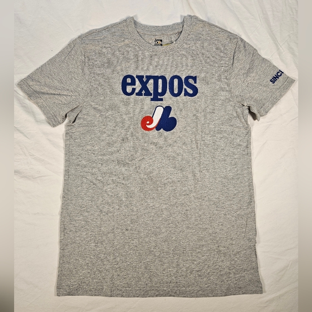 Size Small Cooperstown Expos Baseball Graphic Tee Embroidered Logo in Gray, NWT